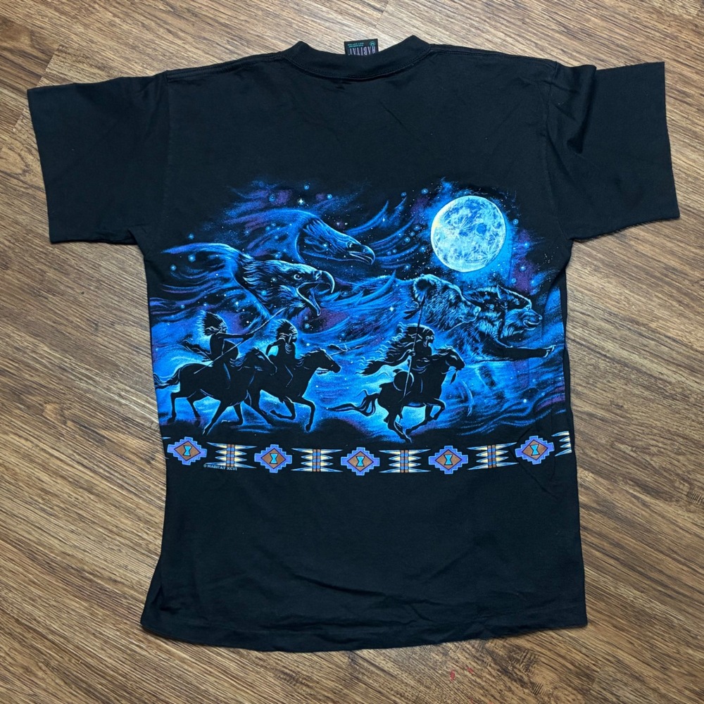 Vintage 90s Habitat West Virginia T Shirt Sz M AOP Native Wildlife Single Stitch - Picture 2 of 6